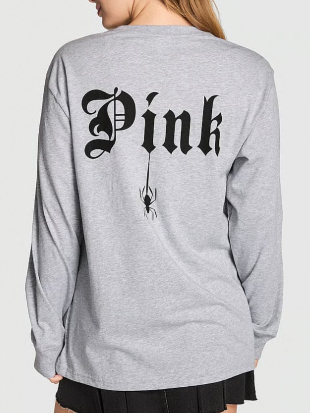 🕷️🎃 PINK HALLOWEEN Victoria's Secret Cotton Campus Long-Sleeve - Large - NWT